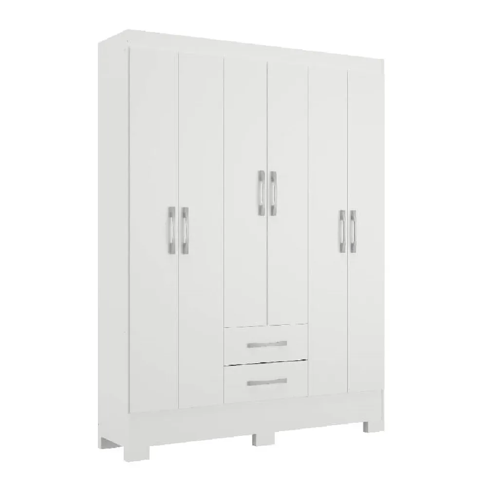 Guarda Roupa 6 Portas Rodial Natal 11GR6223 com 2 Gavetas Branco SE