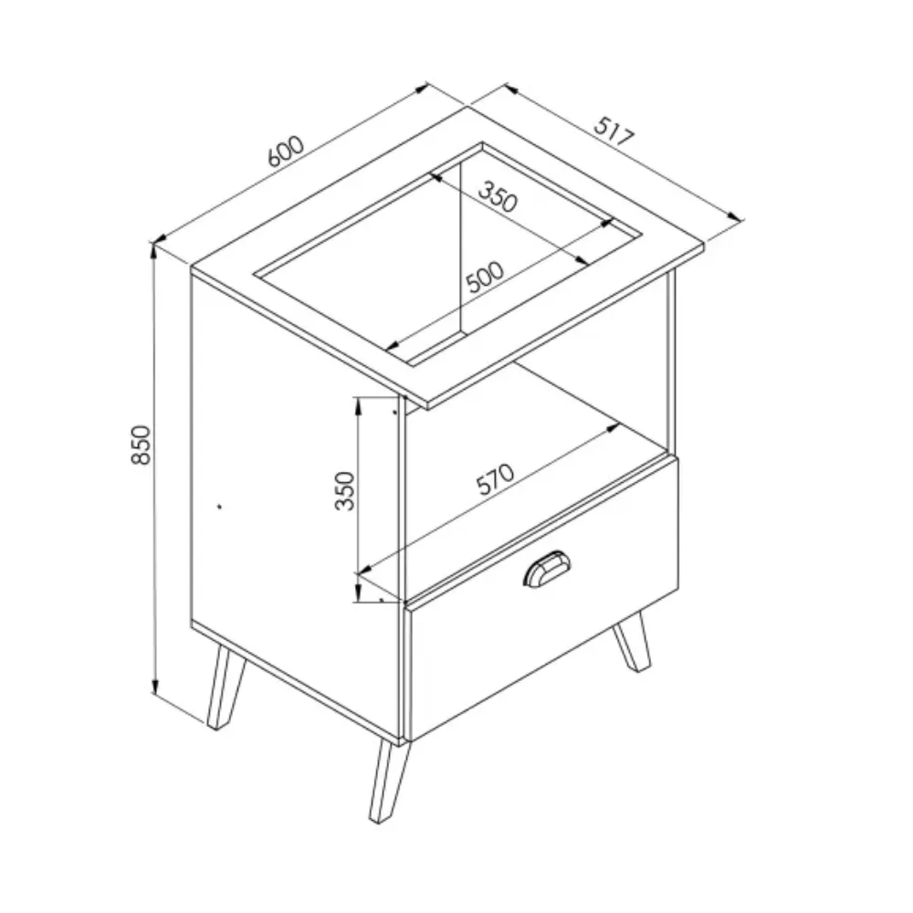 Balcão para Forno Art in Móveis Mia Coccina BL060 BR Branco SE