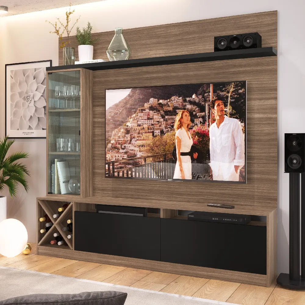 Rack para TV com Painel Quiditá Home 2020 MN/PTX Montana/Preto SE