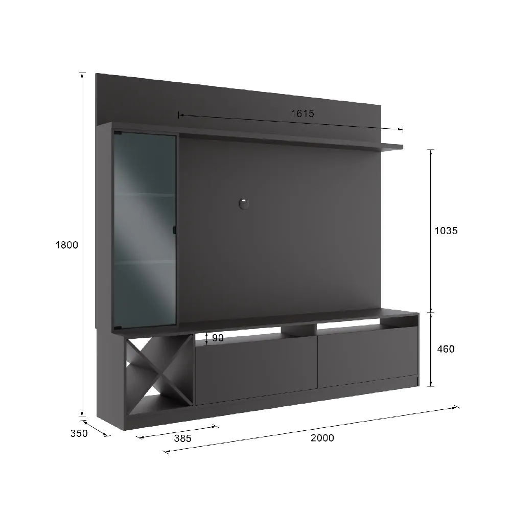 Rack para TV com Painel Quiditá Home 2020 GTX Grafite SE