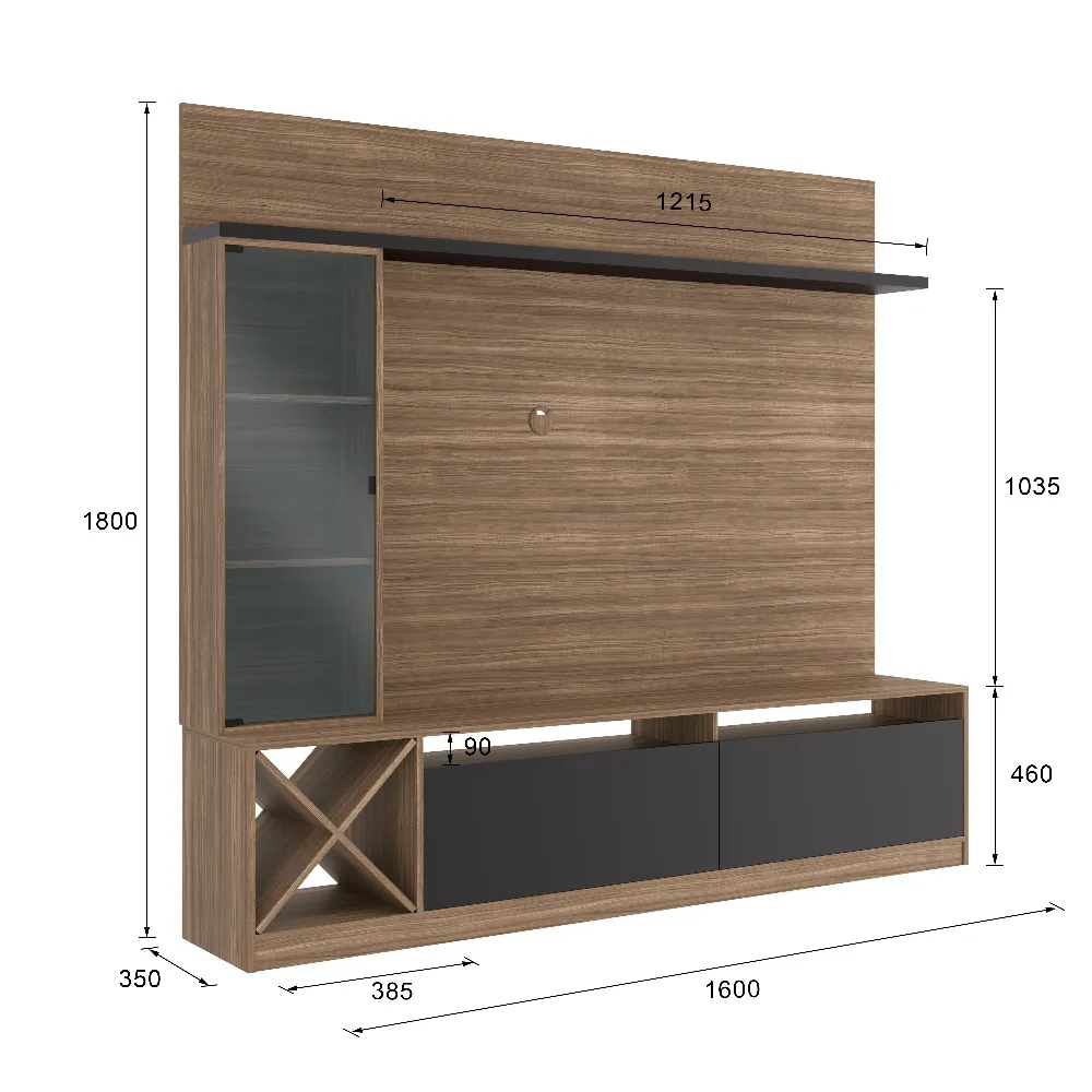 Rack para TV com Painel Quiditá Home 2021 MN/GTX Montana/Grafite SE