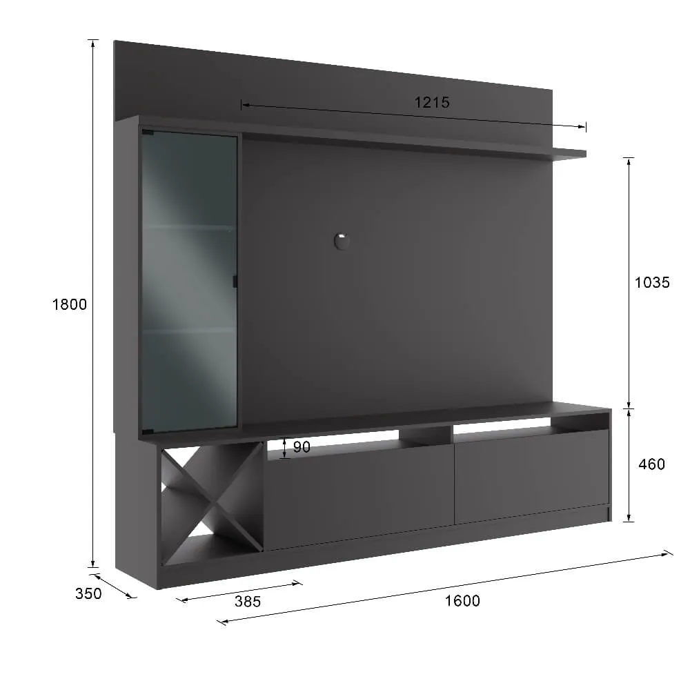 Rack para TV com Painel Quiditá Home 2021 GTX Grafite SE