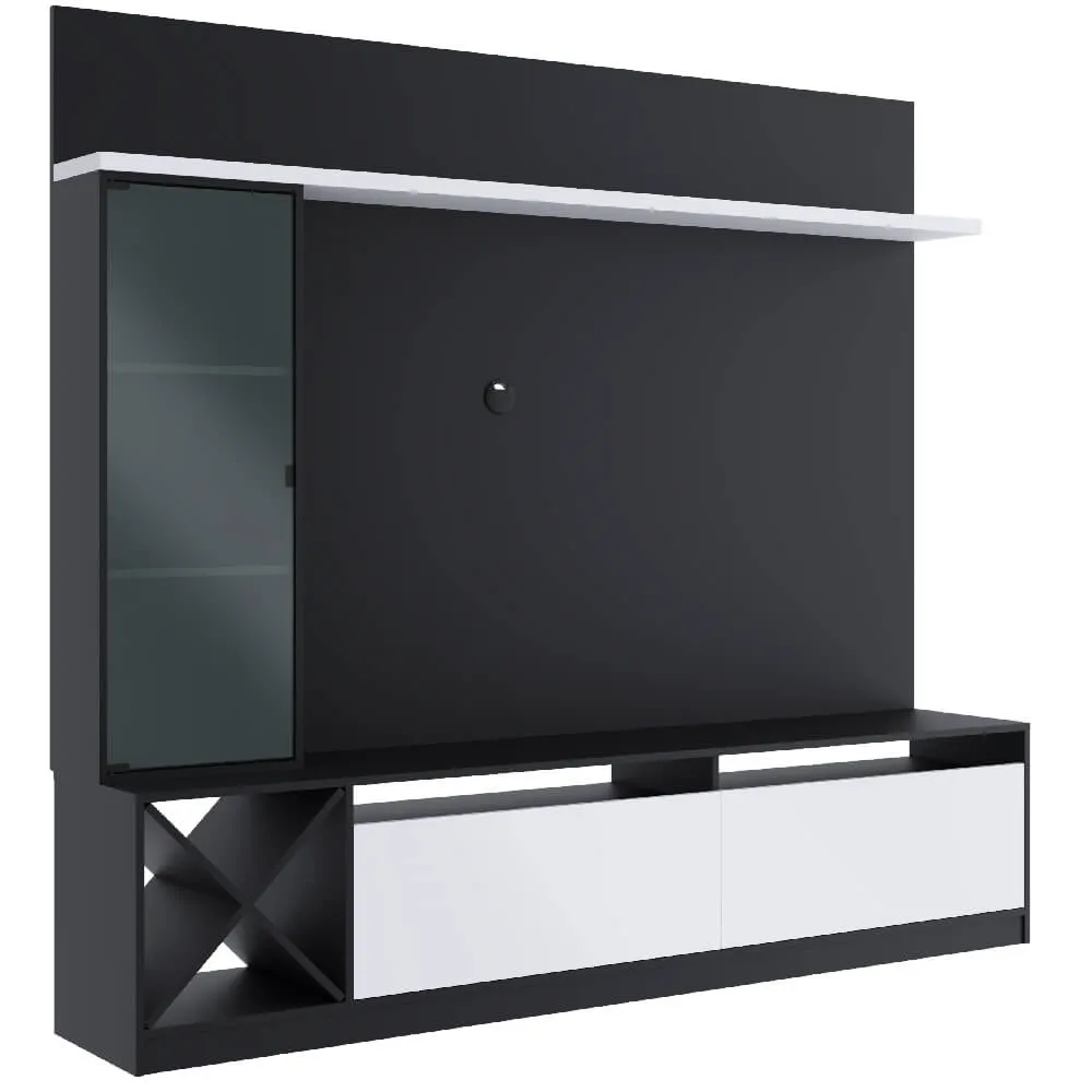 Rack para TV com Painel Quiditá Home 2020 PTX/BAC Preto/Branco SE