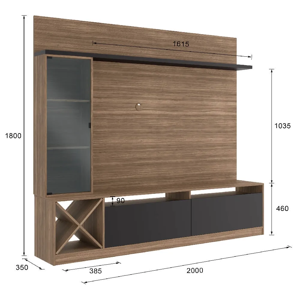 Rack para TV com Painel Quiditá Home 2020 MN/GTX Montana/Grafite SE