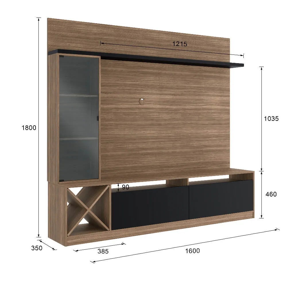 Rack para TV com Painel Quiditá Home 2021 MN/PTX Montana/Preto SE