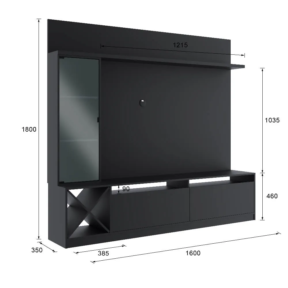 Rack para TV com Painel Quiditá Home 2021 PTX Preto SE