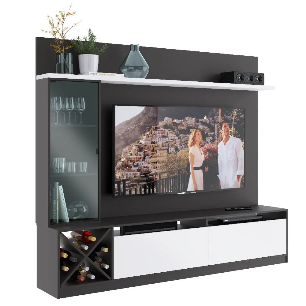 Rack para TV com Painel Quiditá Home 2021 GTX/BAC Grafite/Branco SE