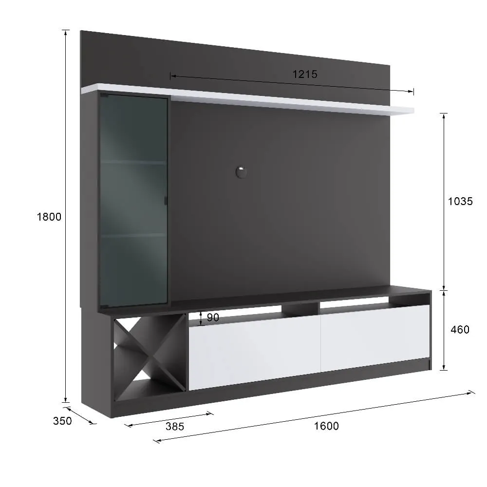 Rack para TV com Painel Quiditá Home 2021 GTX/BAC Grafite/Branco SE