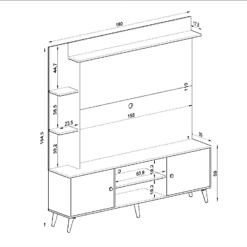 Rack para TV com Painel Quiditá Home 2040 BTX/GTX Branco/Grafite SE