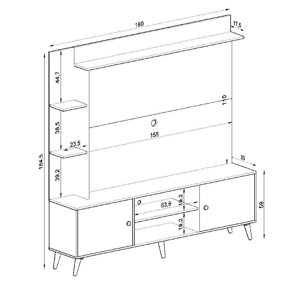 Rack para TV com Painel Quiditá Home 2040 BTX/MN Branco/Montana SE