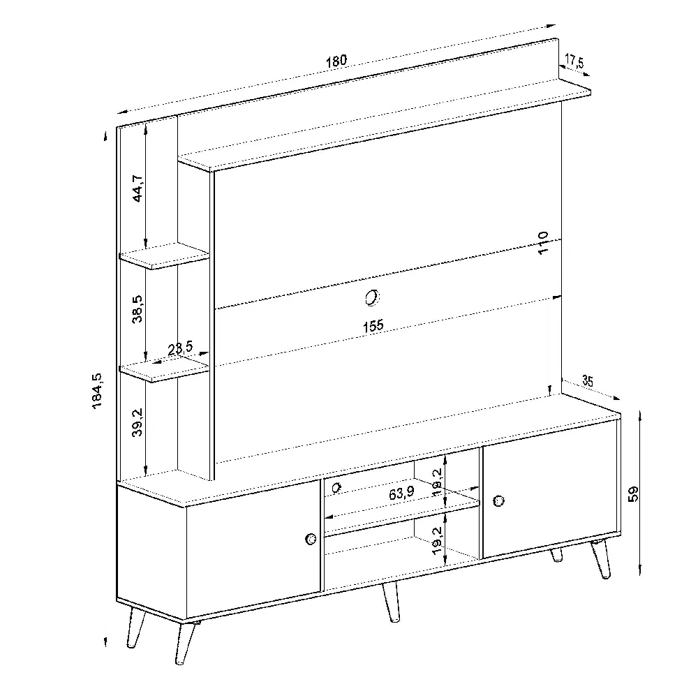 Rack para TV com Painel Quiditá Home 2040 MN/GTX Montana/Grafite SE