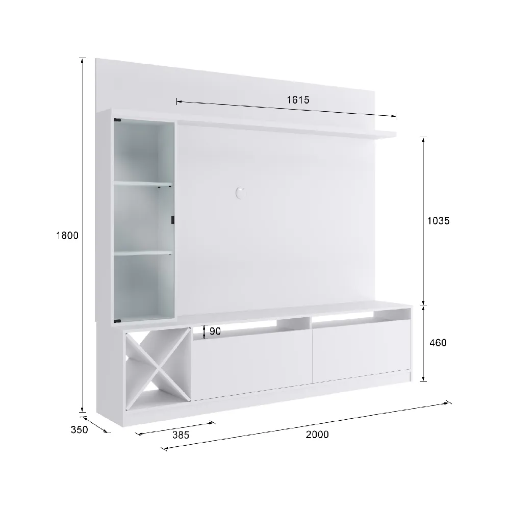 Rack para TV com Painel Quiditá Home 2020 BAC Branco SE