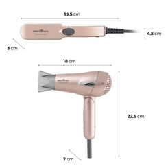 Kit Secador 1.200W e Chapinha até 230ºC Britânia Travel Rose Gold Bivolt