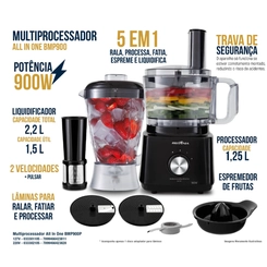 Multiprocessador 5 em 1 900W Britânia BMP900P All in One Preto