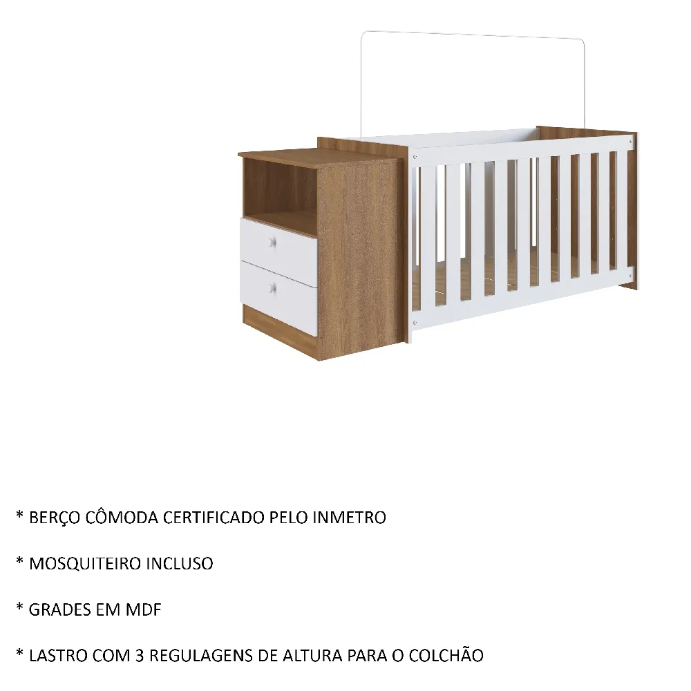 Conjunto para quarto de bebê Completa Móveis Aconchego LA006NMBC Nogal/Branco SE