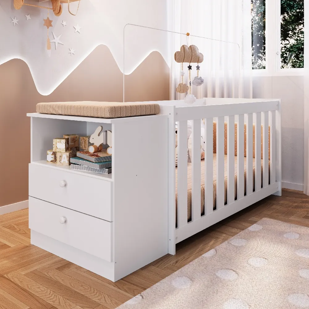 Conjunto para quarto de bebê Completa Móveis Aconchego LA006BCBC Branco SE