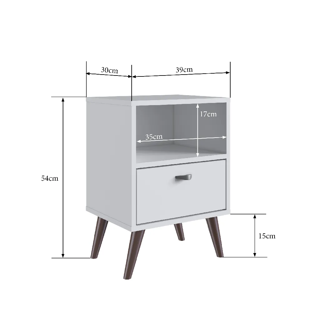 Mesa de Cabeceira Completa Móveis CBUTL02BCBC Branca SE