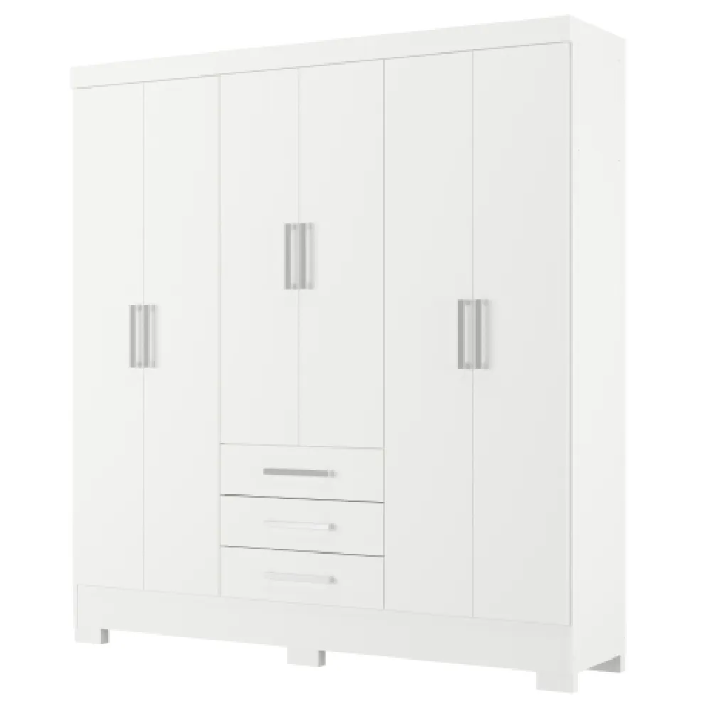 Guarda Roupa 6 Portas Rodial Itacaré 11GR6376 com 3 Gavetas Branco SE