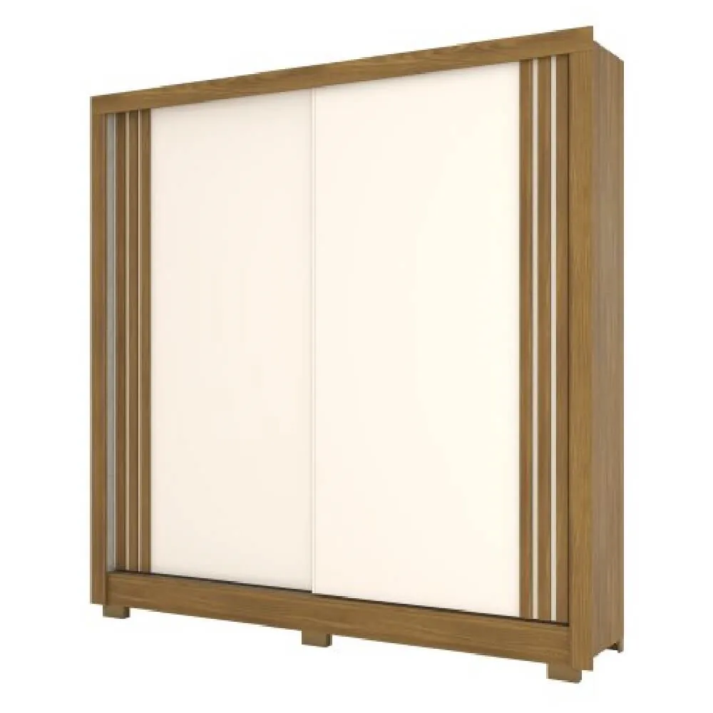 Guarda Roupa 2 Portas de Correr Henn Briz B93-127 com Espelho e 4 Gavetas Nature/Off White SE