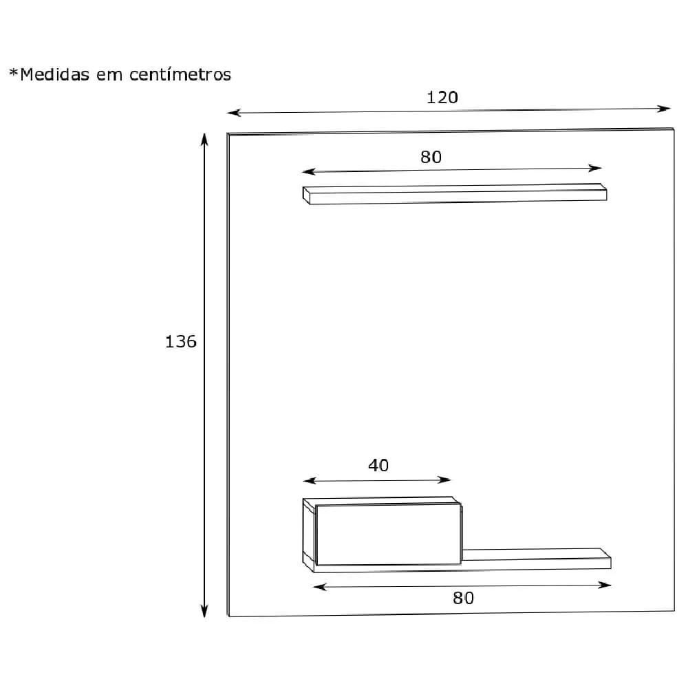 Painel para TV até 42" Estilare PA01 10700010203 Madeirado/Preto SE