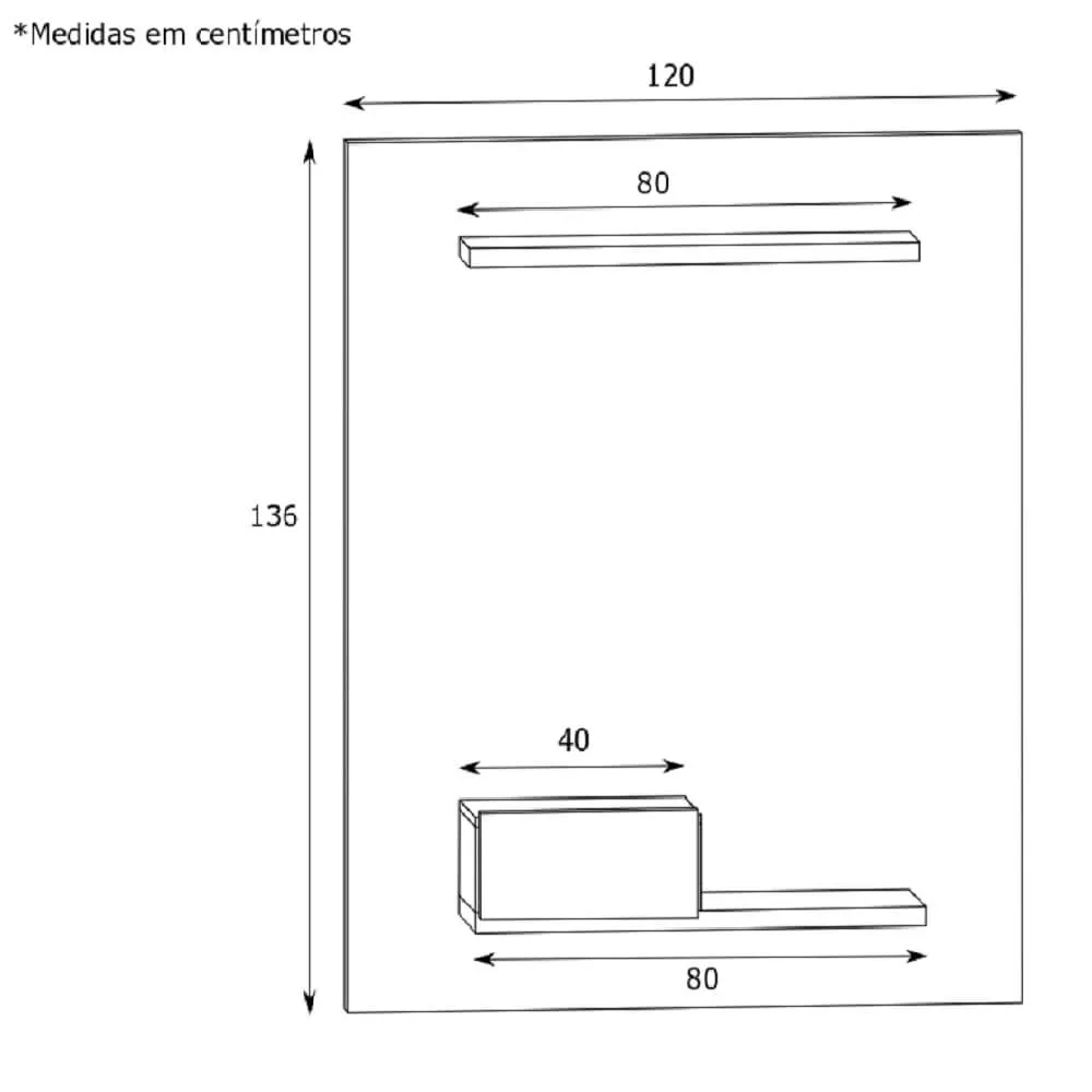 Painel para TV até 42" Estilare PA01 10700010403 Madeirado/Off SE