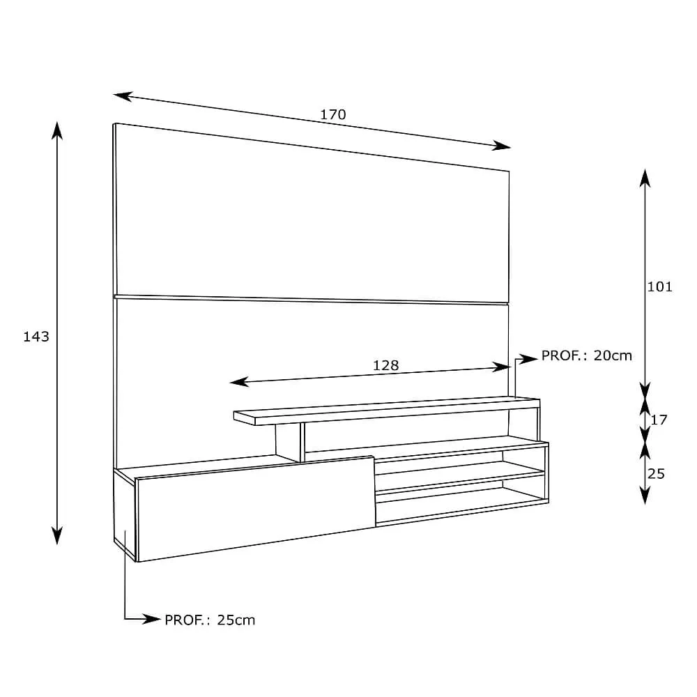 Painel para TV até 50" Estilare PA03 10700030103 Branco e Madeirado SE