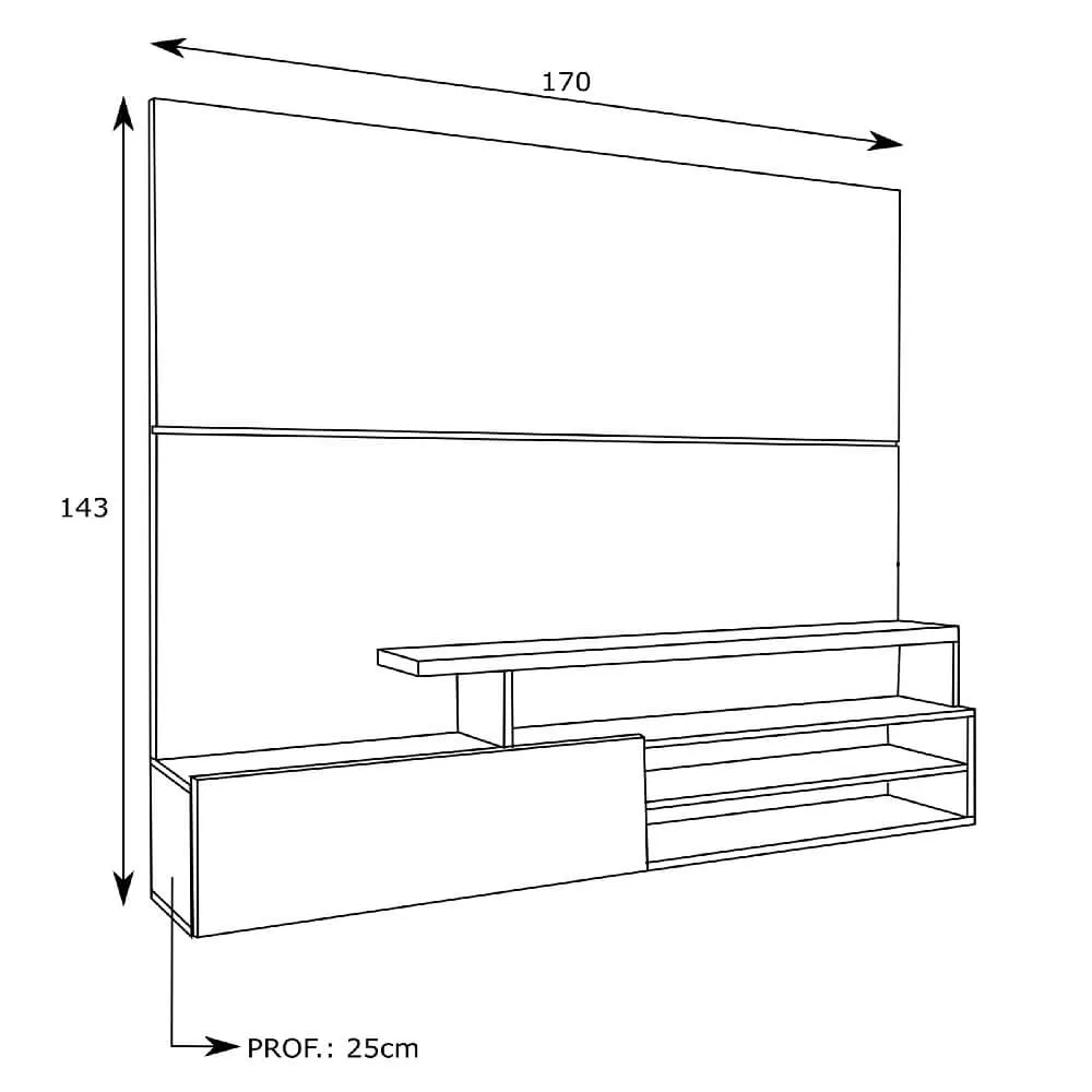 Painel para TV até 50" Estilare PA03 10700030103 Branco e Madeirado SE