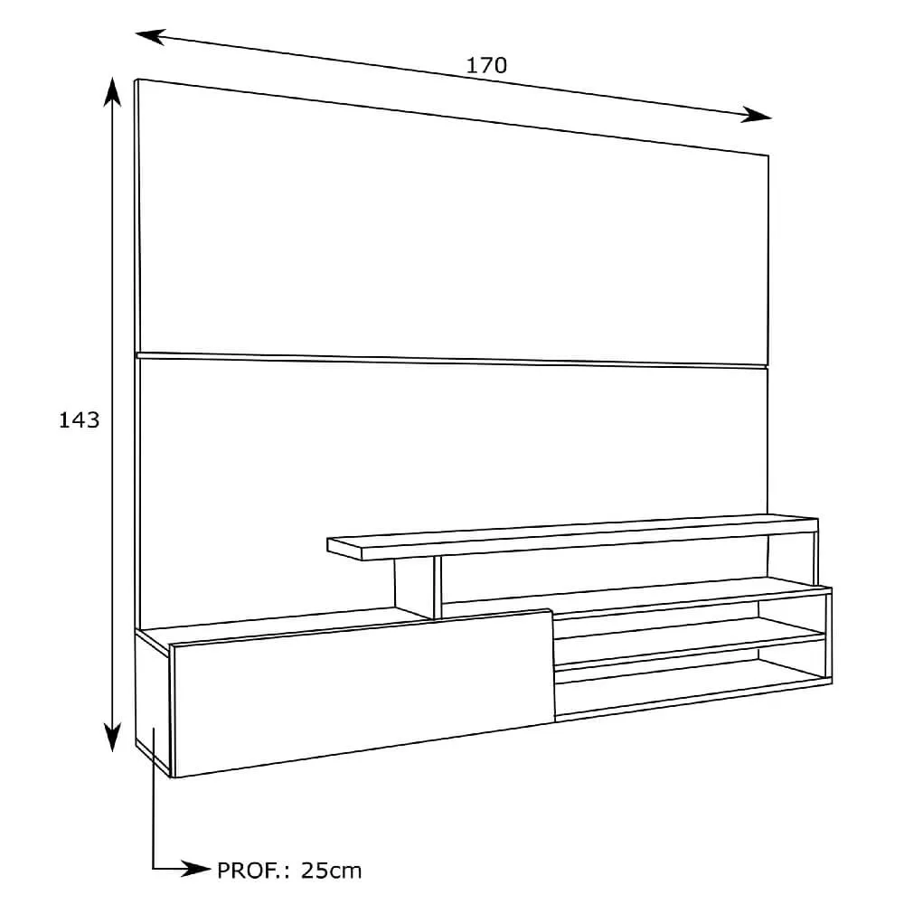 Painel para TV até 50" Estilare PA03 10700030203 Preto e Madeirado SE