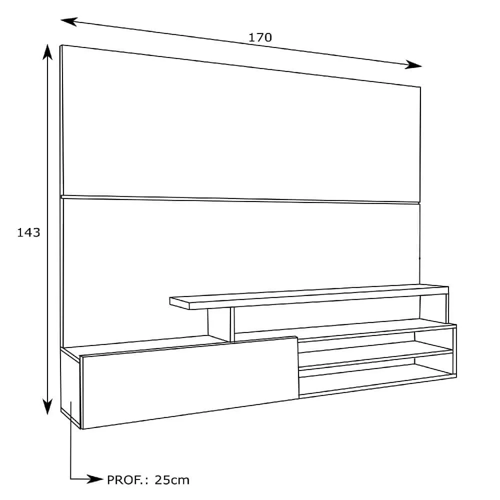 Painel para TV até 50" Estilare PA03 10700030403 Off White e Madeirado SE