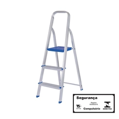 Escada com 3 Degraus Mor 5101 Alumínio/Azul