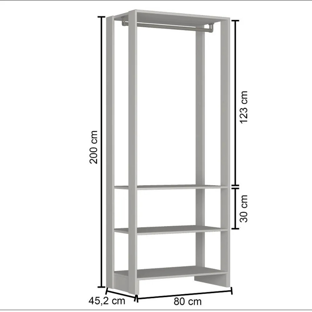 Guarda Roupa Nova Mobile EY101.038 Closet Aberto Branco SE