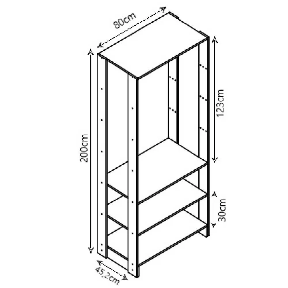 Guarda Roupa Nova Mobile EY101.058 Closet Aberto Grafite intenso SE