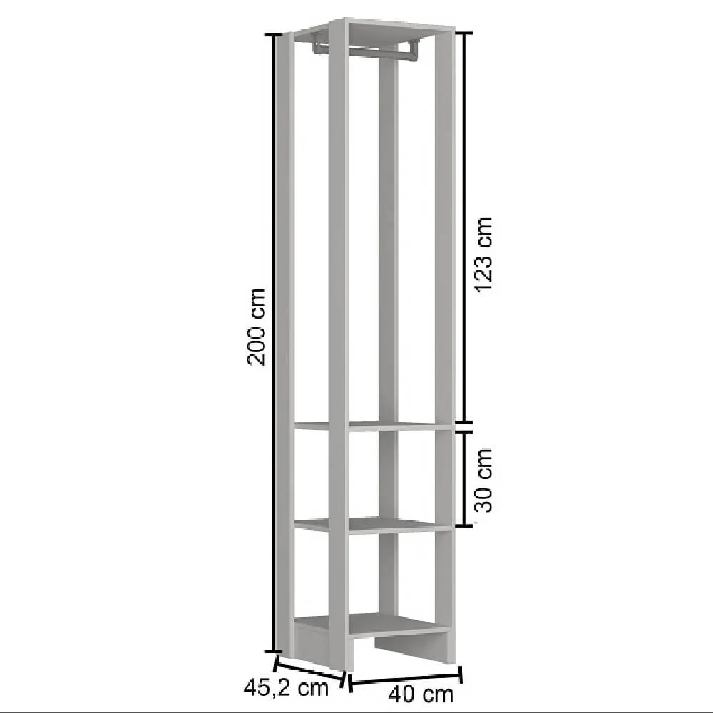 Guarda Roupa Nova Mobile EY105.038 Closet Aberto Branco SE