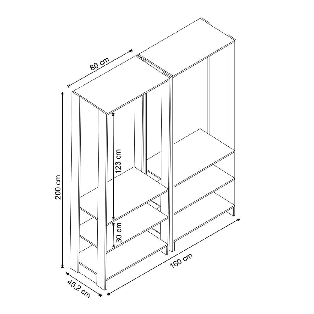 Guarda Roupa Nova Mobile EY101-101.038 Closet Aberto Branco SE