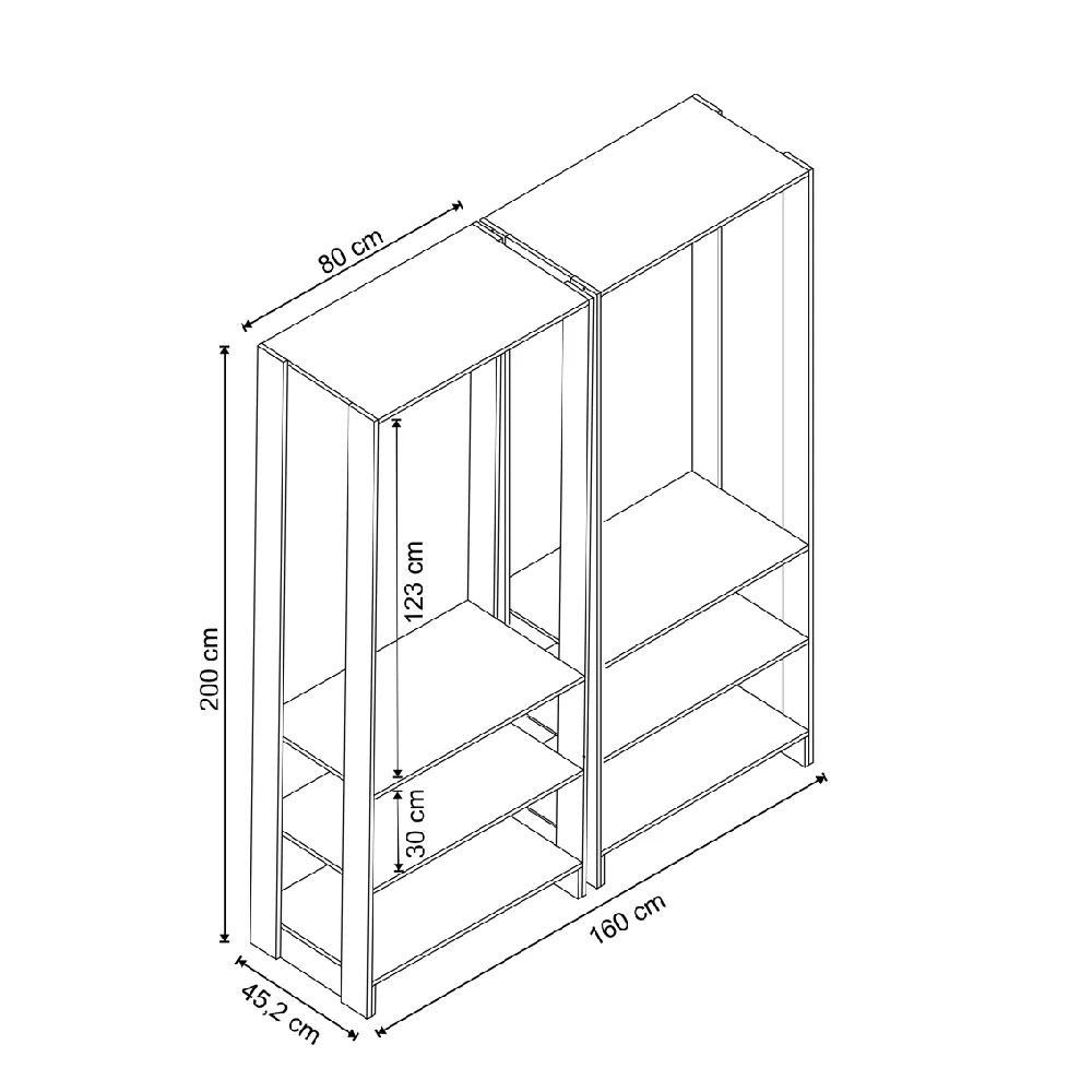 Guarda Roupa Nova Mobile EY101-101.057 Closet Aberto Montana SE