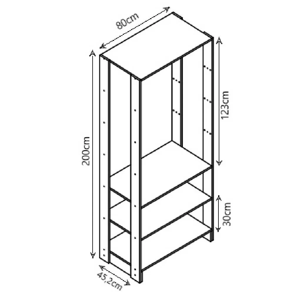 Guarda Roupa Nova Mobile EY101-101.058 Closet Aberto Grafite intenso SE