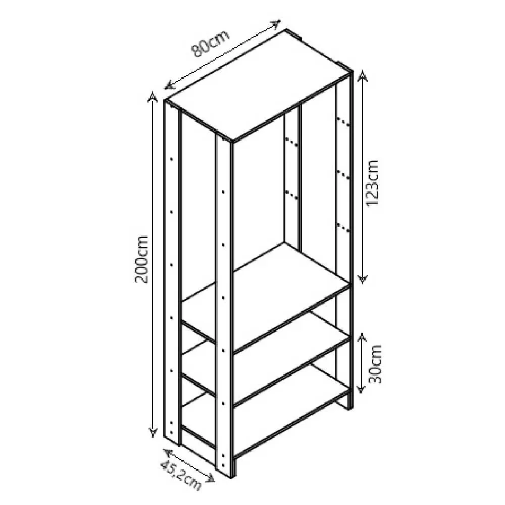 Guarda Roupa Nova Mobile EY101-102.038 Closet Aberto com 3 Gavetas Branco SE