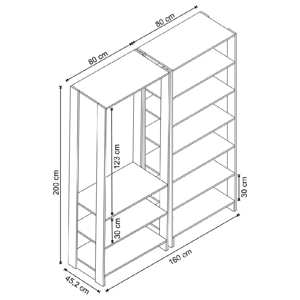 Guarda Roupa Nova Mobile EY101-103.057 Closet Aberto Montana SE