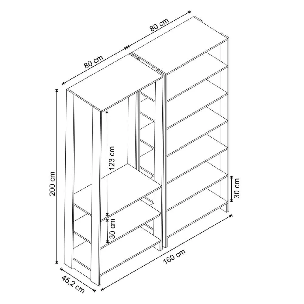 Guarda Roupa Nova Mobile EY101-103.058 Closet Aberto Grafite intenso SE