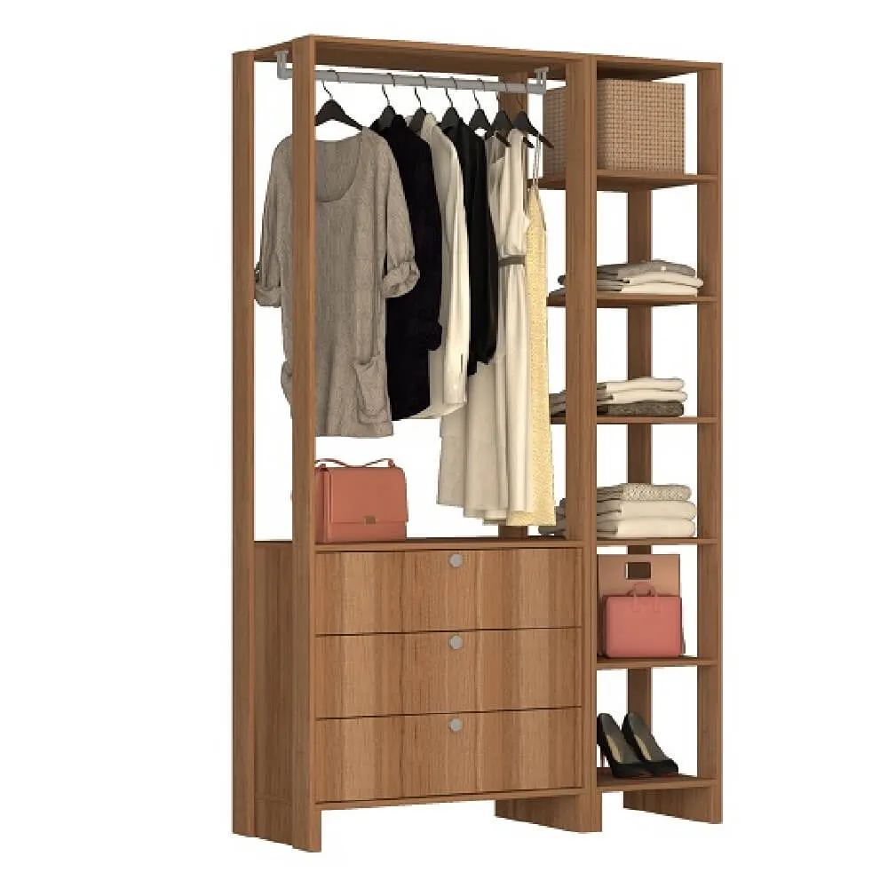 Guarda Roupa Nova Mobile EY101-104.057 Closet Aberto com 3 Gavetas Montana SE