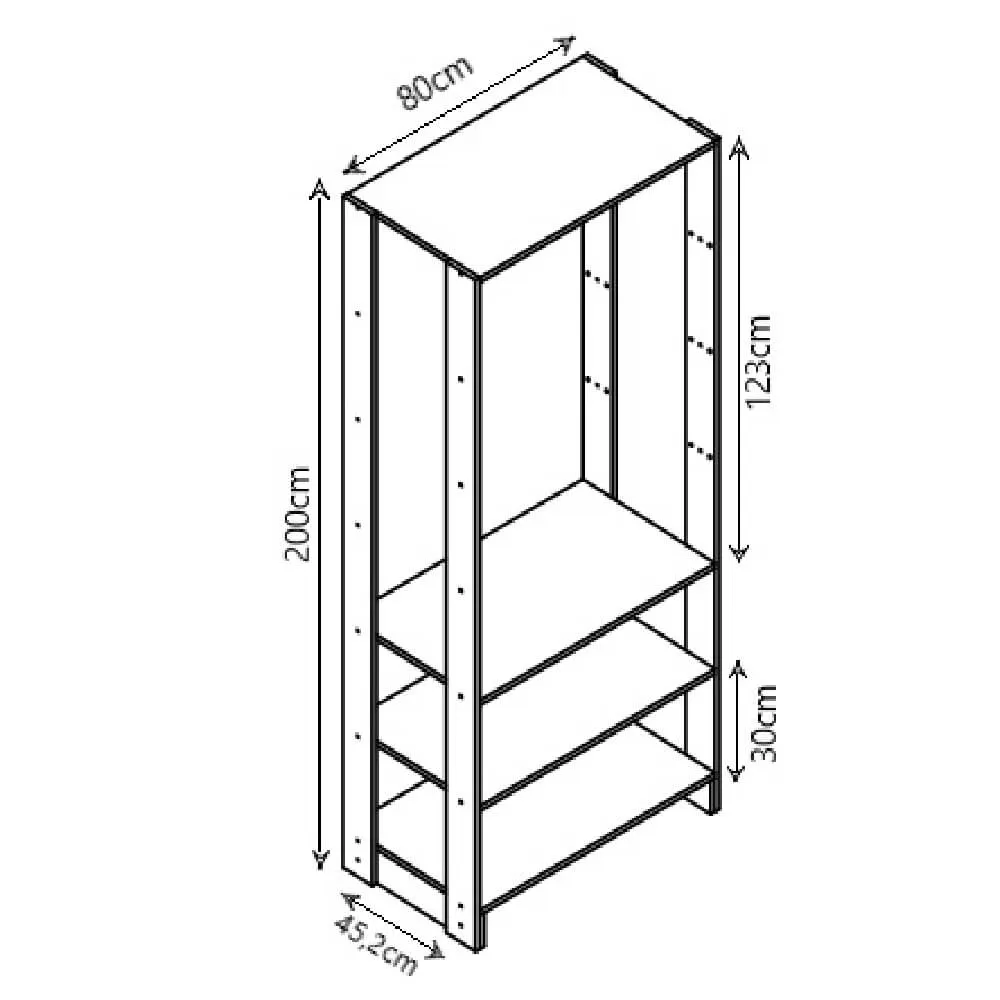 Guarda Roupa Nova Mobile EY101-105.057 Closet Aberto Montana SE