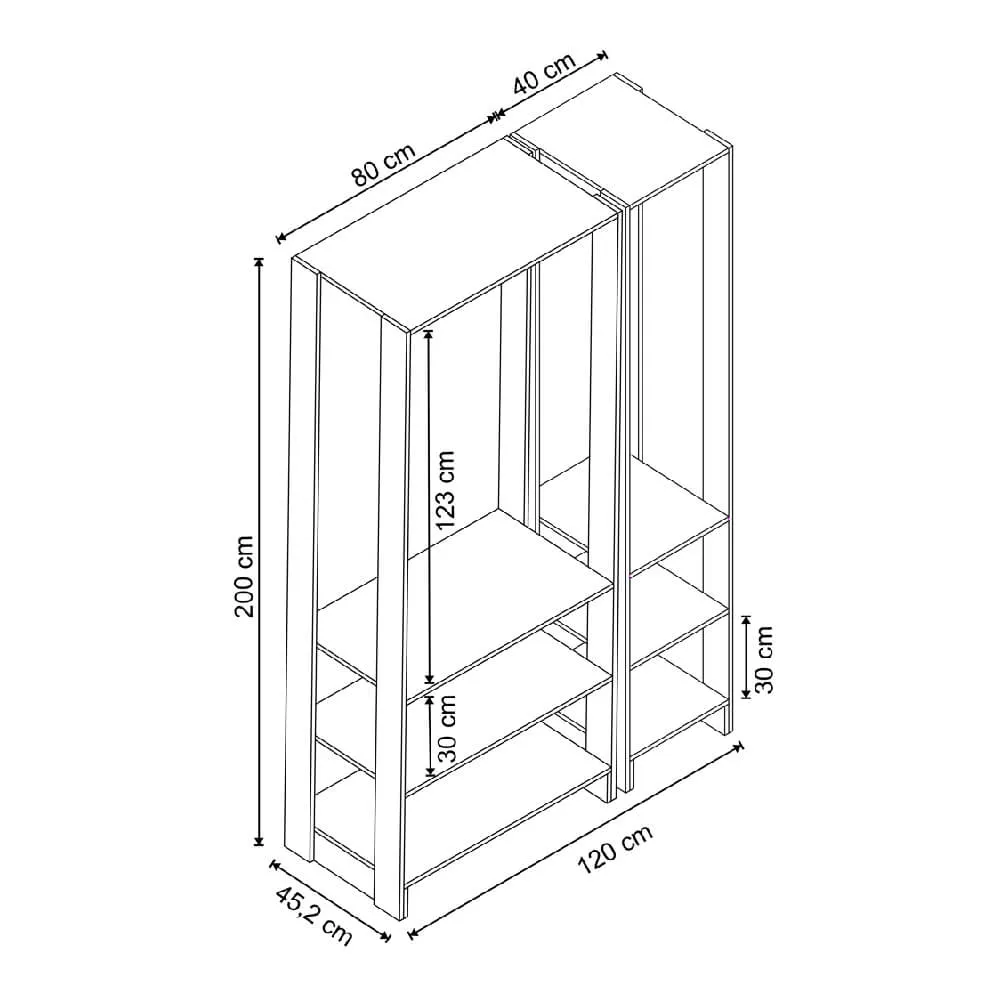 Guarda Roupa Nova Mobile EY101-105.057 Closet Aberto Montana SE