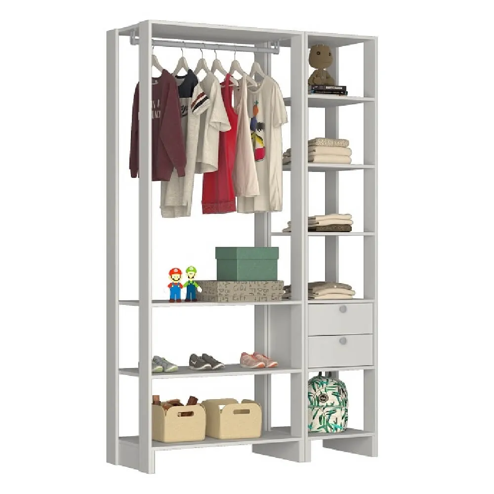 Guarda Roupa Nova Mobile EY101-106.038 Closet Aberto com 2 Gavetas Branco SE