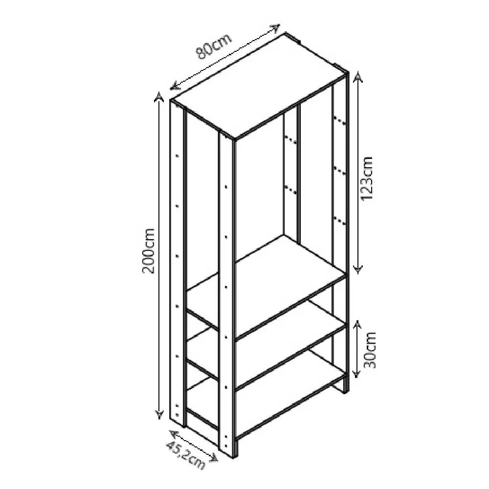 Guarda Roupa Nova Mobile EY101-106.058 Closet Aberto com 2 Gavetas Grafite intenso SE