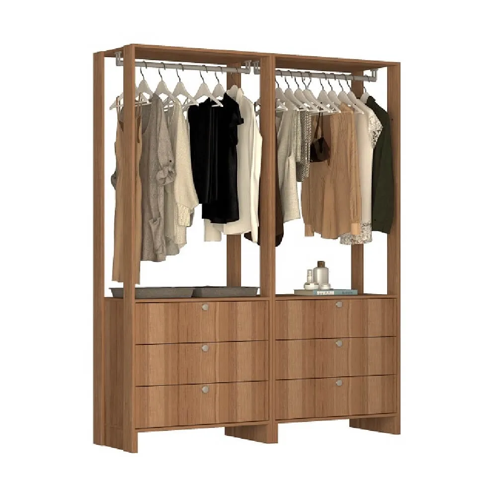 Guarda Roupa Nova Mobile EY102-102.057 Closet Aberto com 6 Gavetas Montana SE