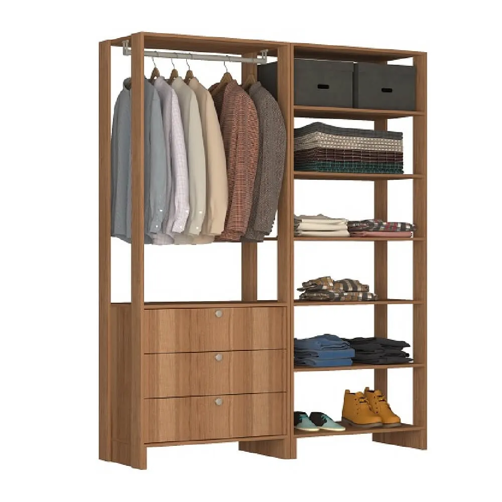 Guarda Roupa Nova Mobile EY102-103.057 Closet Aberto com 3 Gavetas Montana SE