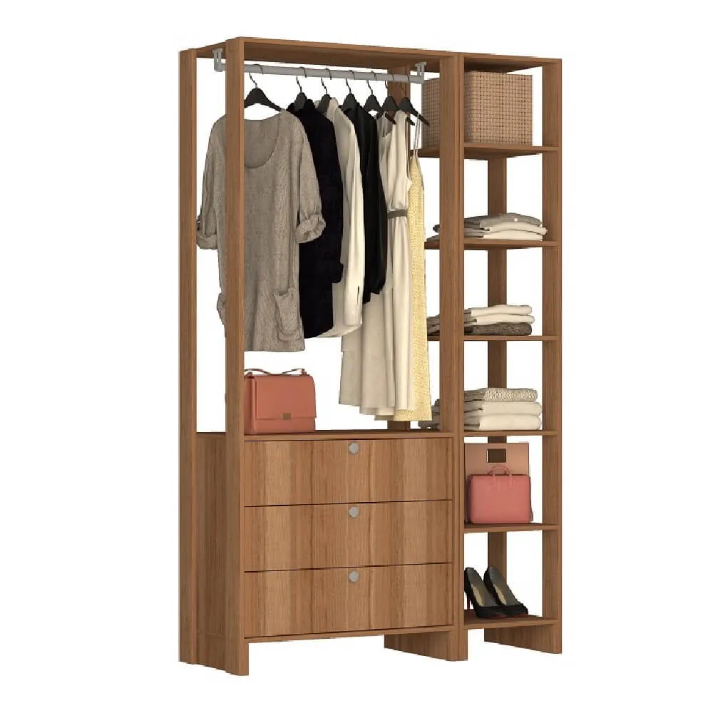 Guarda Roupa Nova Mobile EY102-104.057 Closet Aberto com 3 Gavetas Montana SE