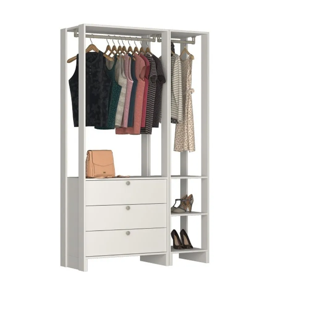 Guarda Roupa Nova Mobile EY102-105.038 Closet Aberto com 3 Gavetas  Branco SE