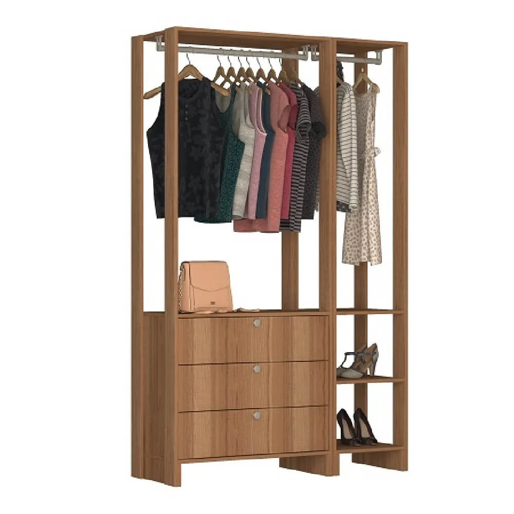 Guarda Roupa Nova Mobile EY102-105.057 Closet Aberto com 3 Gavetas Montana SE