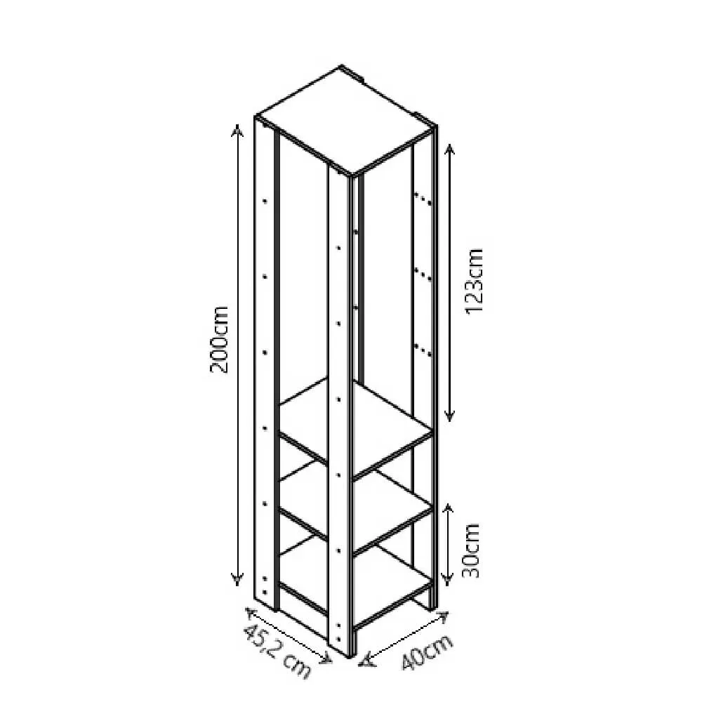 Guarda Roupa Nova Mobile EY102-105.057 Closet Aberto com 3 Gavetas Montana SE